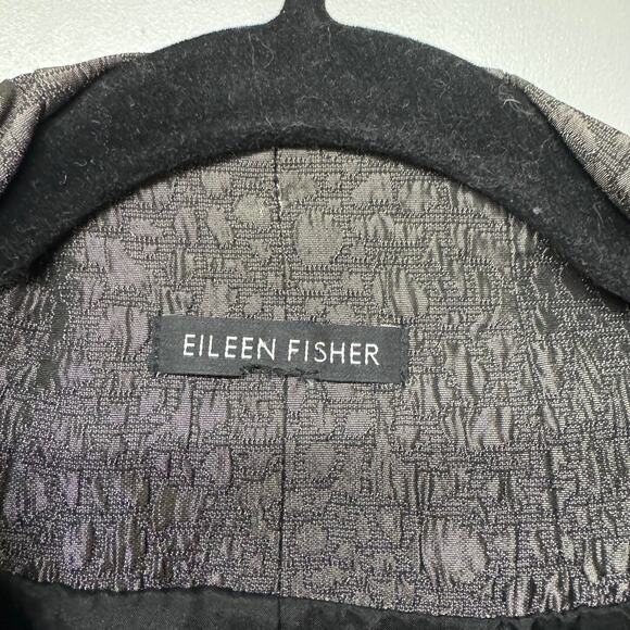 Eileen Fisher Womens Open Drape Blazer Jacket Size Large Black Gray Metallic - Picture 8 of 10